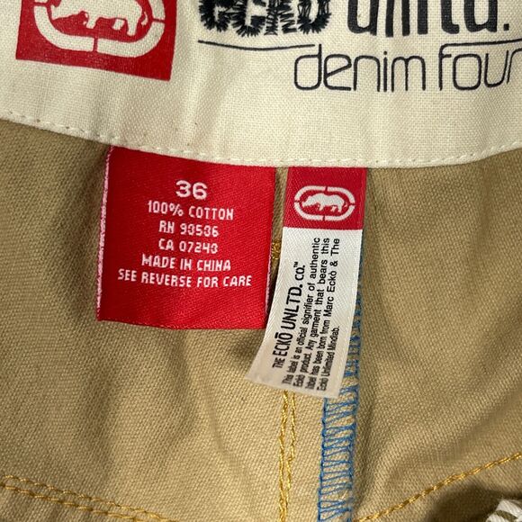 Ecko Unltd Pants Mens 36 Beige Flat Front Lightweight Straight Leg Corduroy NWOT - Picture 7 of 11